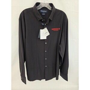 Mizzen+Main Leeward No Tuck Large classic Fit Performance Dress Shirt Black LOGO